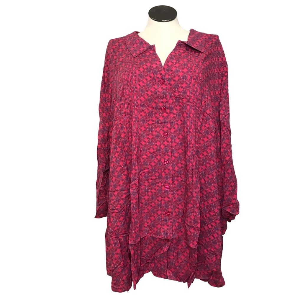Woman Within Button Up Tunic Women’s Size 5X (38/40) Color Pink Long Sleeve’s